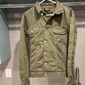 Women’s Full Button Khaki Green Jacket Size L asos Design